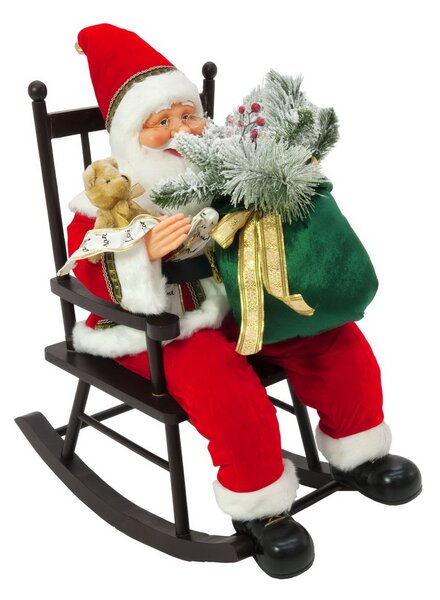 Figurína Santa Claus na houpacím křesle, 80cm