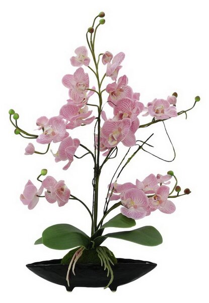 Umělá květina Orchidej v dekorativní misce (EVA), fialová
