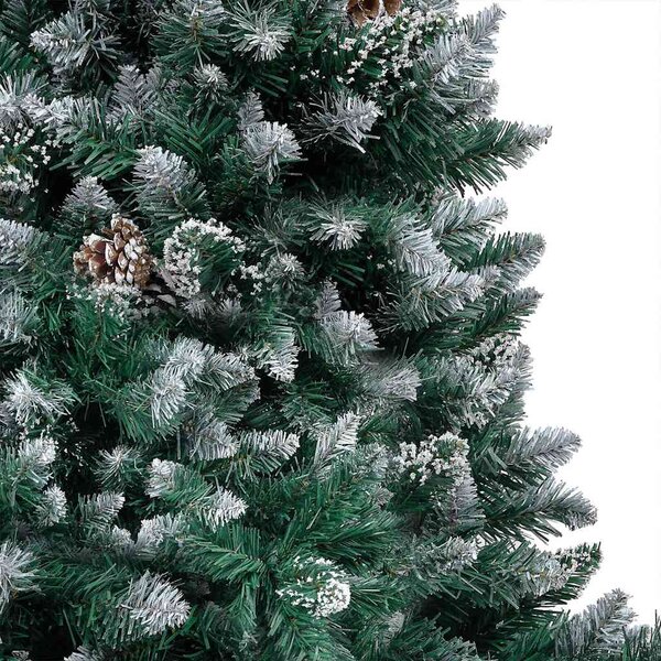 Umělý vánoční strom s LED a sadou koulí a šiškami 210 cm 3077532