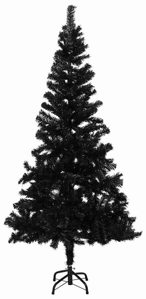 Umělý vánoční stromek s LED a sadou koulí černý 150 cm PVC 3077589