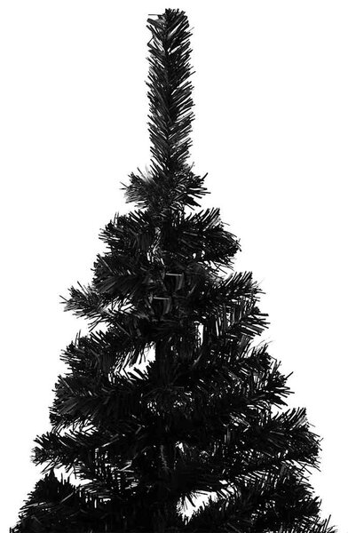 Umělý vánoční stromek s LED a sadou koulí černý 150 cm PVC 3077589