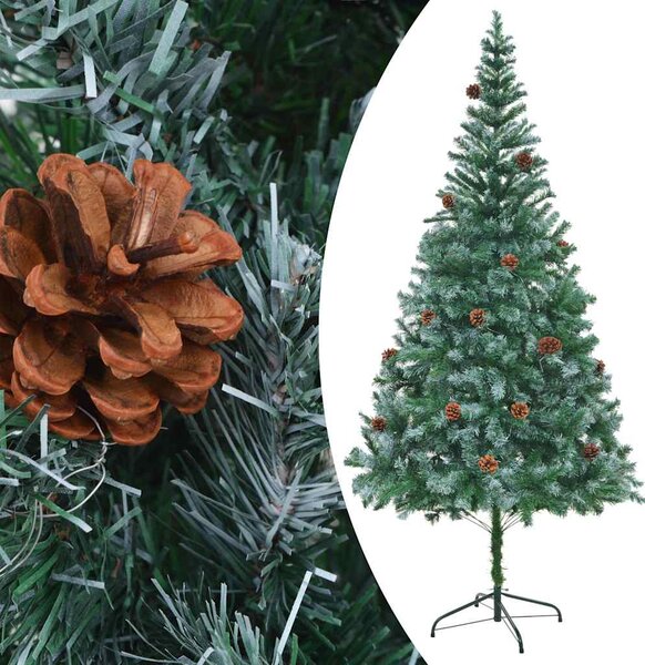 Umělý vánoční stromek LED osvětlení sada koulí a šišky 210 cm 3077529