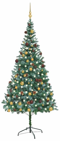 Umělý vánoční stromek LED osvětlení sada koulí a šišky 210 cm 3077529