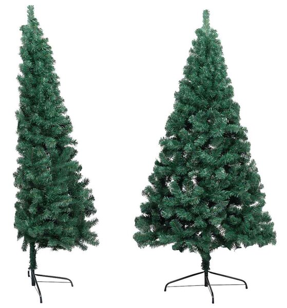 Umělý vánoční půl stromek s LED a sadou koulí zelený 240 cm 3077567
