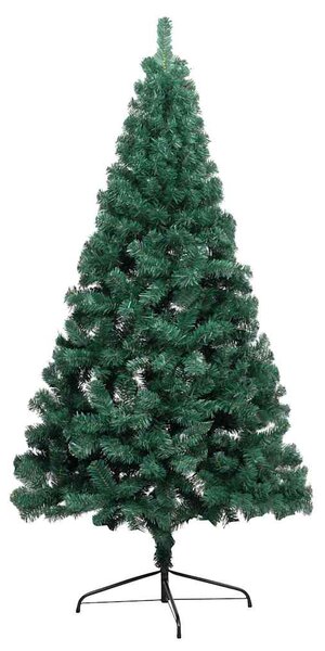 Umělý vánoční půl stromek s LED a sadou koulí zelený 240 cm 3077567