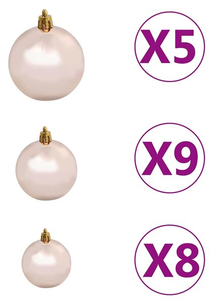 Umělý vánoční stromek s LED a sadou koulí 90 cm zelený 3077638