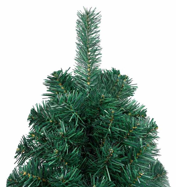 Umělý vánoční půl stromek s LED a sadou koulí zelený 240 cm 3077567