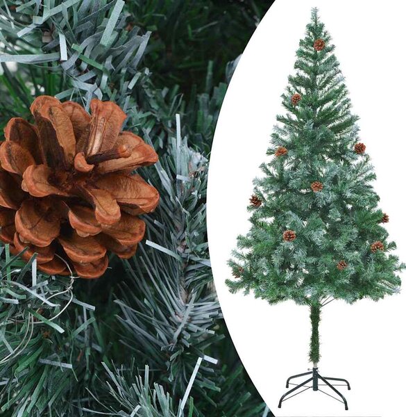 Umělý vánoční stromek LED osvětlení sada koulí a šišky 180 cm 3077614