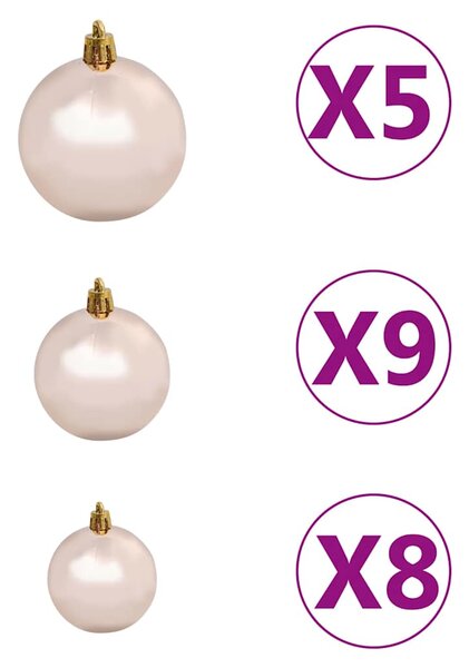 Umělý vánoční stromek s LED a sadou koulí bílý 150 cm PVC 3077626