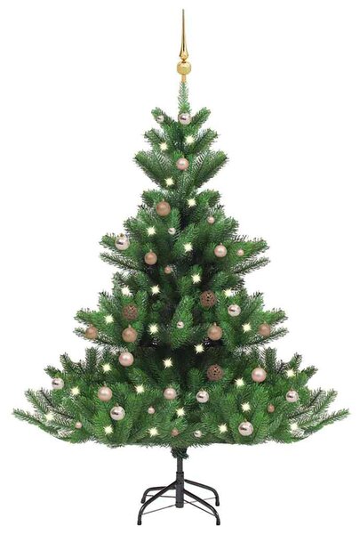 Umělý vánoční stromek normandská jedle LED a koule zelený 150cm 3077645
