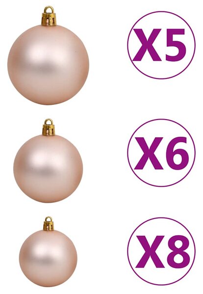 Umělý vánoční stromek s LED a sadou koulí bílý 150 cm PVC 3077626