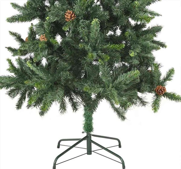 Umělý vánoční stromek s LED osvětlením a šiškami zelený 180 cm 3077744