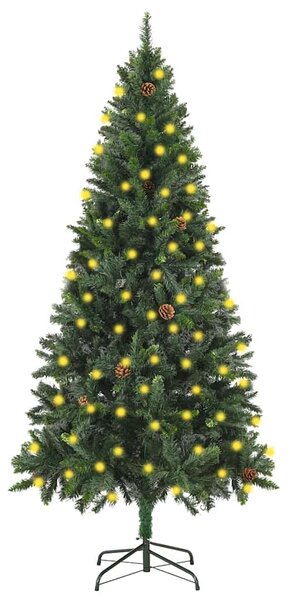 Umělý vánoční stromek s LED osvětlením a šiškami zelený 180 cm 3077744