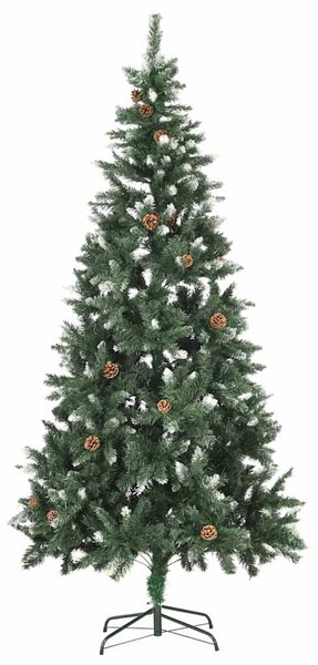 Umělý vánoční stromek s LED osvětlením a šiškami 210 cm 3077748