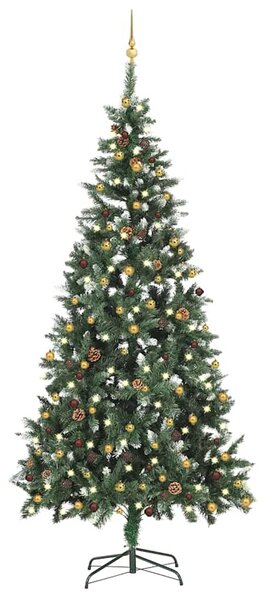 Umělý vánoční stromek s LED osvětlením a sadou koulí 210 cm 3077801