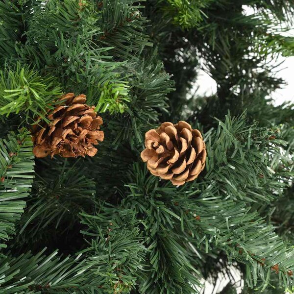Umělý vánoční stromek s LED a sadou koulí zelený 210 cm 3077798