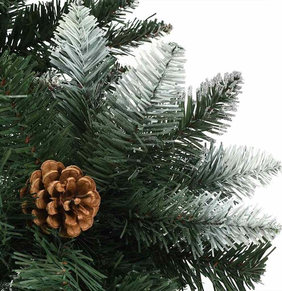 Umělý vánoční stromek s LED osvětlením a šiškami 210 cm 3077748