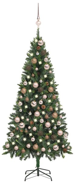 Umělý vánoční stromek LED osvětlení sada koulí a šišky 180 cm 3077845