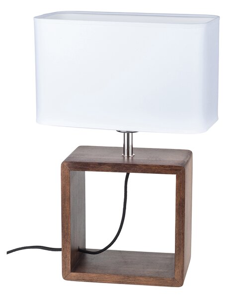 BRITOP Stolní lampa CADRE, 1xE27, v. 45 cm Barva stínidla: Bílá látka, Barva podstavy: Bukové dřevo