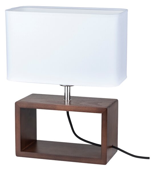 BRITOP Stolní lampa CADRE, 1xE27, v. 38 cm Barva stínidla: Bílá látka, Barva podstavy: Bukové dřevo