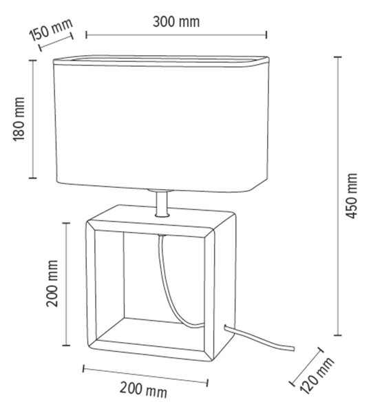 BRITOP Stolní lampa CADRE, 1xE27, v. 45 cm Barva stínidla: Bílá látka, Barva podstavy: Bukové dřevo