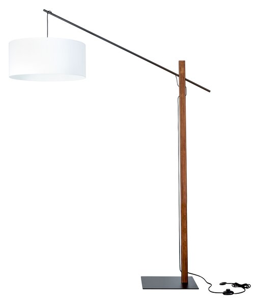 BRITOP Stojací lampa CECILE, 1xE27, v. 160 cm Barva stínidla: Černá látka, Barva podstavy: Bukové dřevo