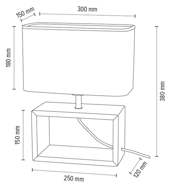BRITOP Stolní lampa CADRE, 1xE27, v. 38 cm Barva stínidla: Bílá látka, Barva podstavy: Bukové dřevo