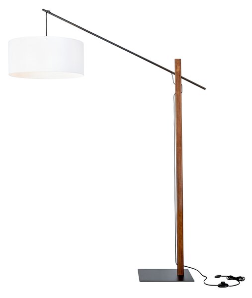 BRITOP Stojací lampa CECILE, 1xE27, v. 160 cm Barva stínidla: Černá látka, Barva podstavy: Bukové dřevo