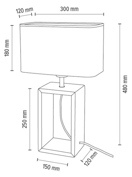 BRITOP Stolní lampa CADRE, 1xE27, v. 48 cm Barva stínidla: Bílá látka, Barva podstavy: Bukové dřevo