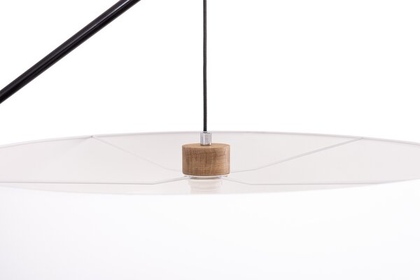 BRITOP Stojací lampa CECILE, 1xE27, v. 160 cm Barva stínidla: Černá látka, Barva podstavy: Bukové dřevo