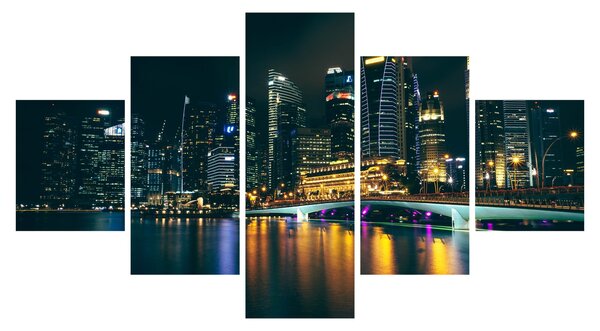 Obraz nočního Singapuru (125x70 cm)