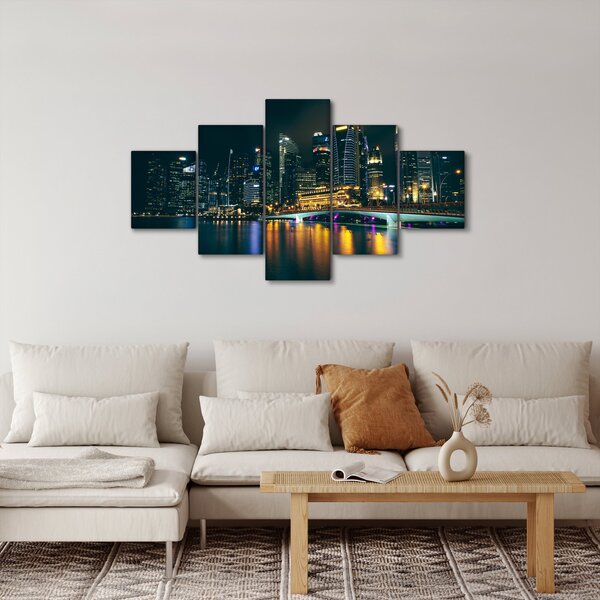 Obraz nočního Singapuru (125x70 cm)
