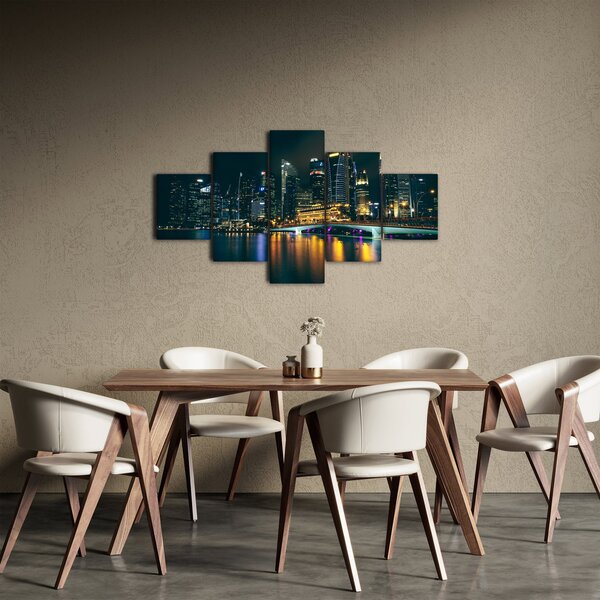 Obraz nočního Singapuru (125x70 cm)