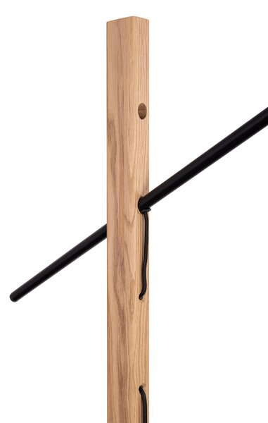 BRITOP Stojací lampa CECILE, 1xE27, v. 160 cm Barva stínidla: Černá látka, Barva podstavy: Bukové dřevo