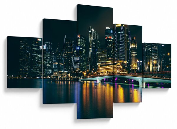 Obraz nočního Singapuru (125x70 cm)