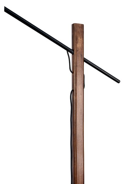 BRITOP Stojací lampa CECILE, 1xE27, v. 160 cm Barva stínidla: Černá látka, Barva podstavy: Bukové dřevo