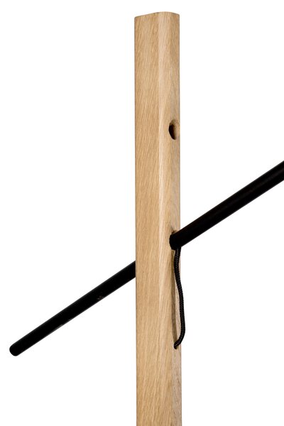 BRITOP Stojací lampa CECILE, 1xE27, v. 160 cm Barva stínidla: Černá látka, Barva podstavy: Bukové dřevo