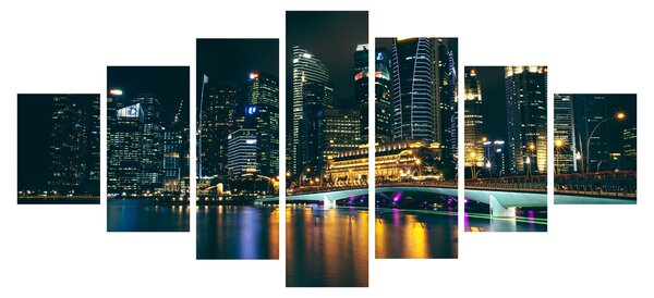 Obraz nočního Singapuru (210x100 cm)