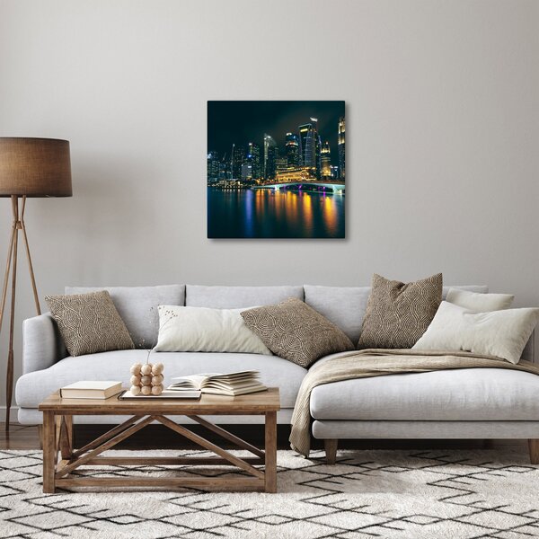 Obraz nočního Singapuru (30x30 cm)