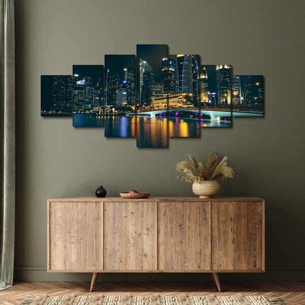 Obraz nočního Singapuru (210x100 cm)