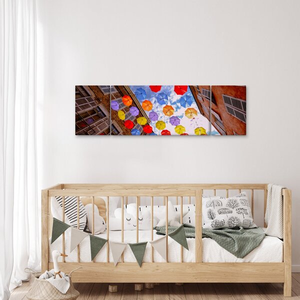 Obraz barevných deštníků (170x50 cm)