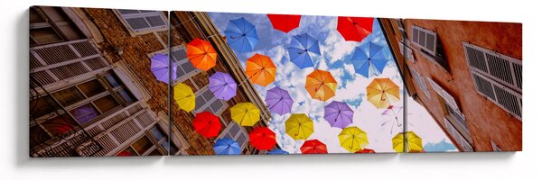 Obraz barevných deštníků (170x50 cm)