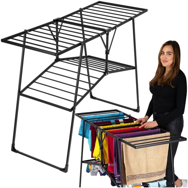 Dvoupatrový sušák na prádlo SUZANA, výška 96 cm – černý