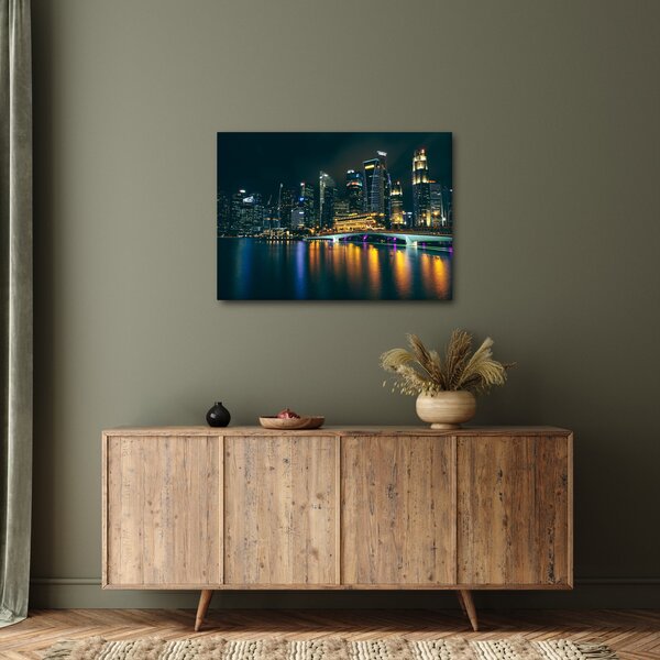 Obraz nočního Singapuru (70x50 cm)