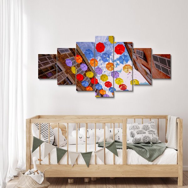 Obraz barevných deštníků (210x100 cm)