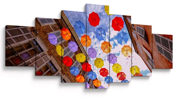 Obraz barevných deštníků (210x100 cm)