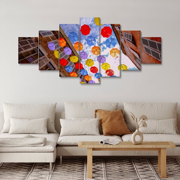Obraz barevných deštníků (210x100 cm)