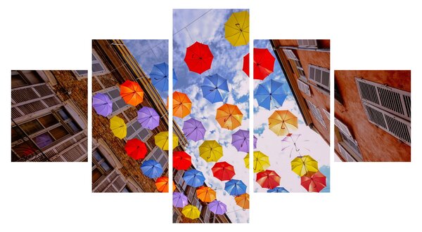 Obraz barevných deštníků (125x70 cm)