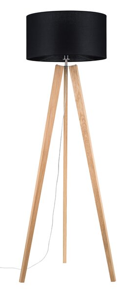 BRITOP Stojací lampa LOTTA, 1xE27, v. 160 cm Barva stínidla: Šedá látka, Barva podstavy: Dubové dřevo