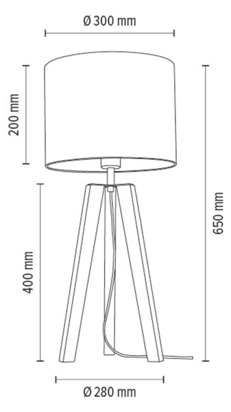 BRITOP Stolní lampa LOTTA, 1xE27, v. 65 cm Barva stínidla: Černá látka, Barva podstavy: Bukové dřevo